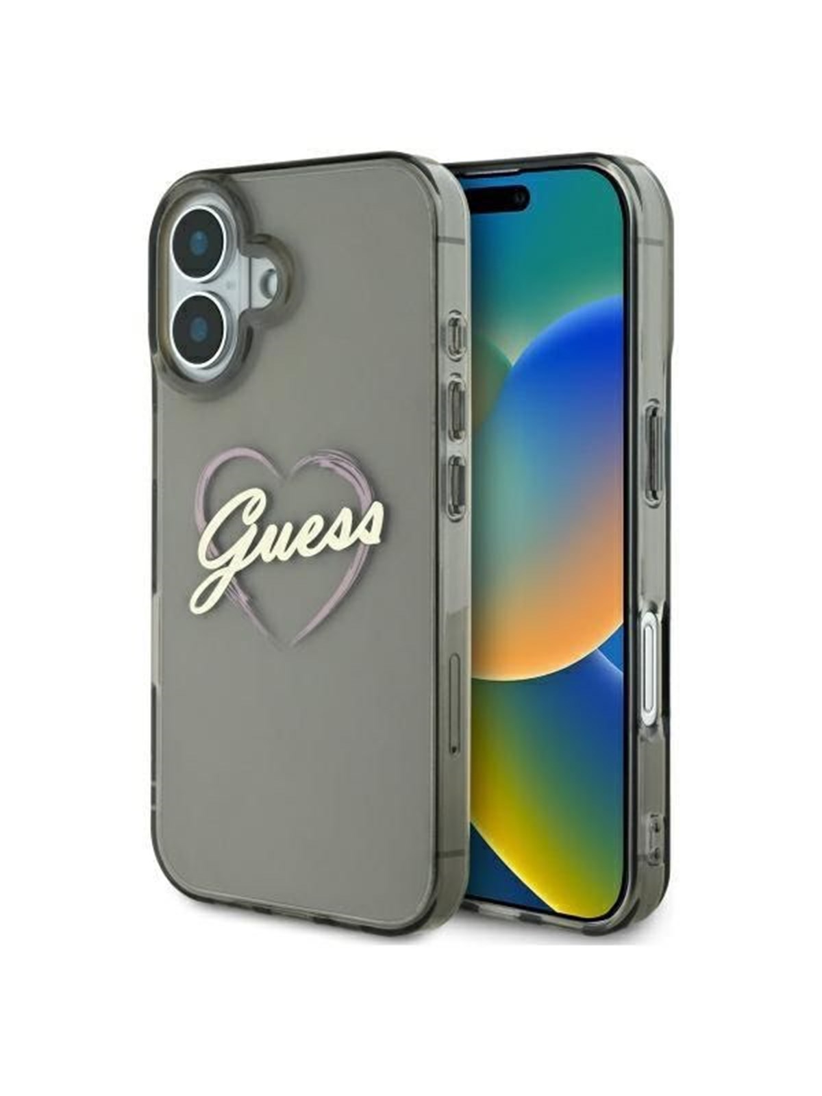 GUESS IML Heart iPhone 16 Case - Black