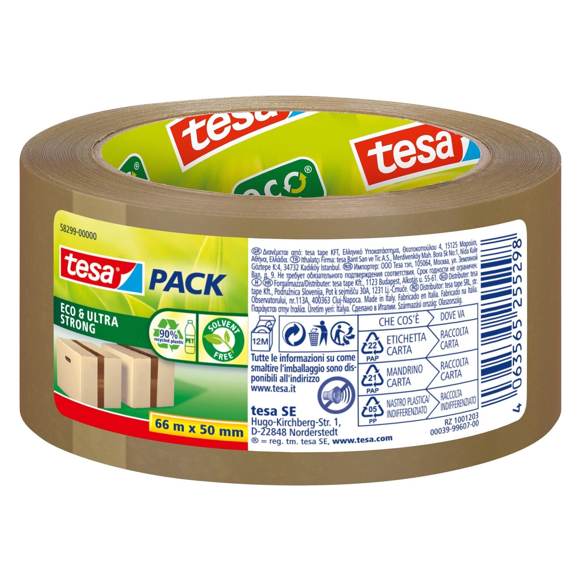 tesa tesapack Eco & Ultra Strong Paketklebeband 66m:50mm, lösemittelfrei (50 mm) (58299-00000-00)