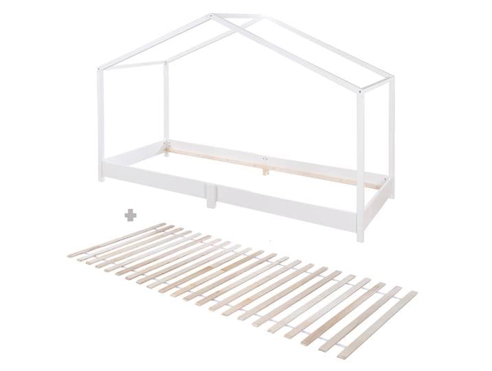 Hausbett 90 x 200 cm - Bodenbett für Kinder nach Montessori Prinzip - Holz weiß