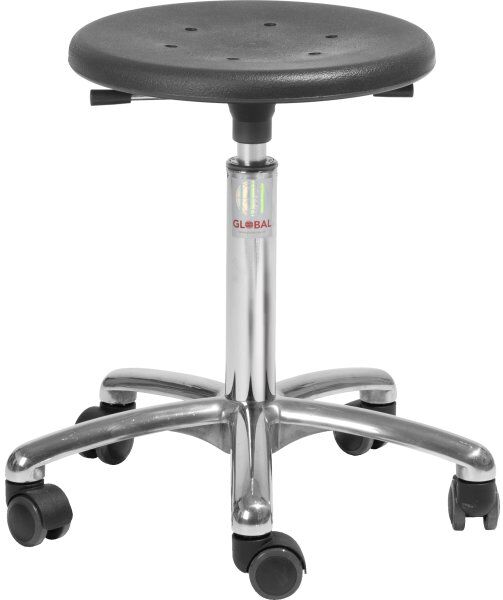 Global Sigma Stol, Sort, Pu Sæde, 49-68 Cm, Alu, Hjul
