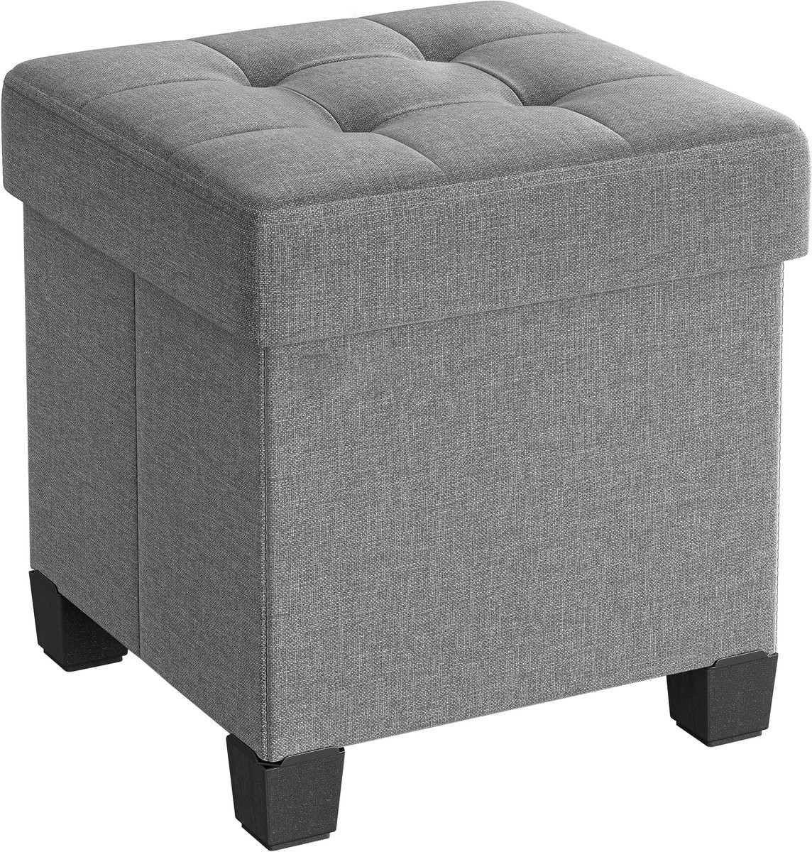 LEOBERT Opberg Poef - Lichtgrijs - Linen - Diameter: 40 cm