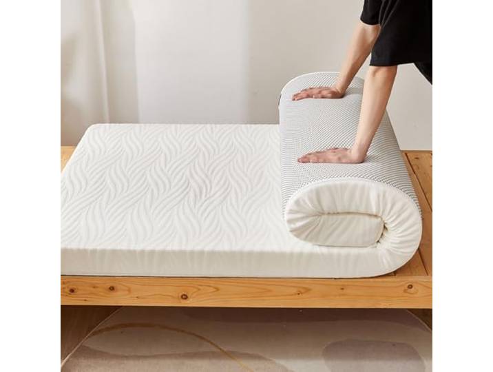 HGYNBCP Tragbare Campingmatratze aus Memory-Schaum – aufrollbarer Boden-Futon(White5cm,180 * 200cm)