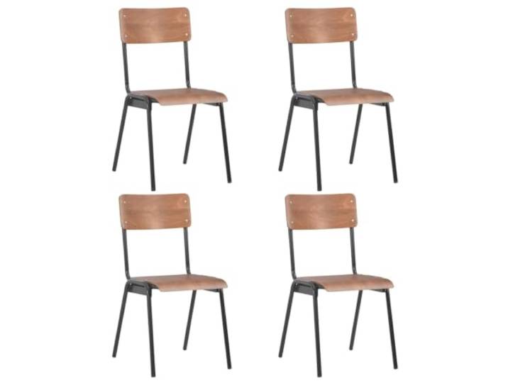 Esszimmerstühle, 4 Stück, stabiles Sperrholz, Braun und Stahl Stabile Holzsitzfläche, stabile Stahlfüße, stapelbar, einfache Nasspflege, maximale Belastung 110 kg