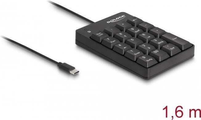 Delock USB Type-C numeriek toetsenbord, 19 toetsen, zwart