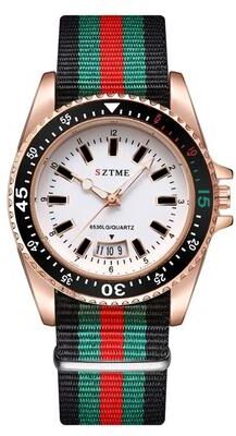 Uplift Essentials Nylon Strap Calendar Quartz Watch rose White
