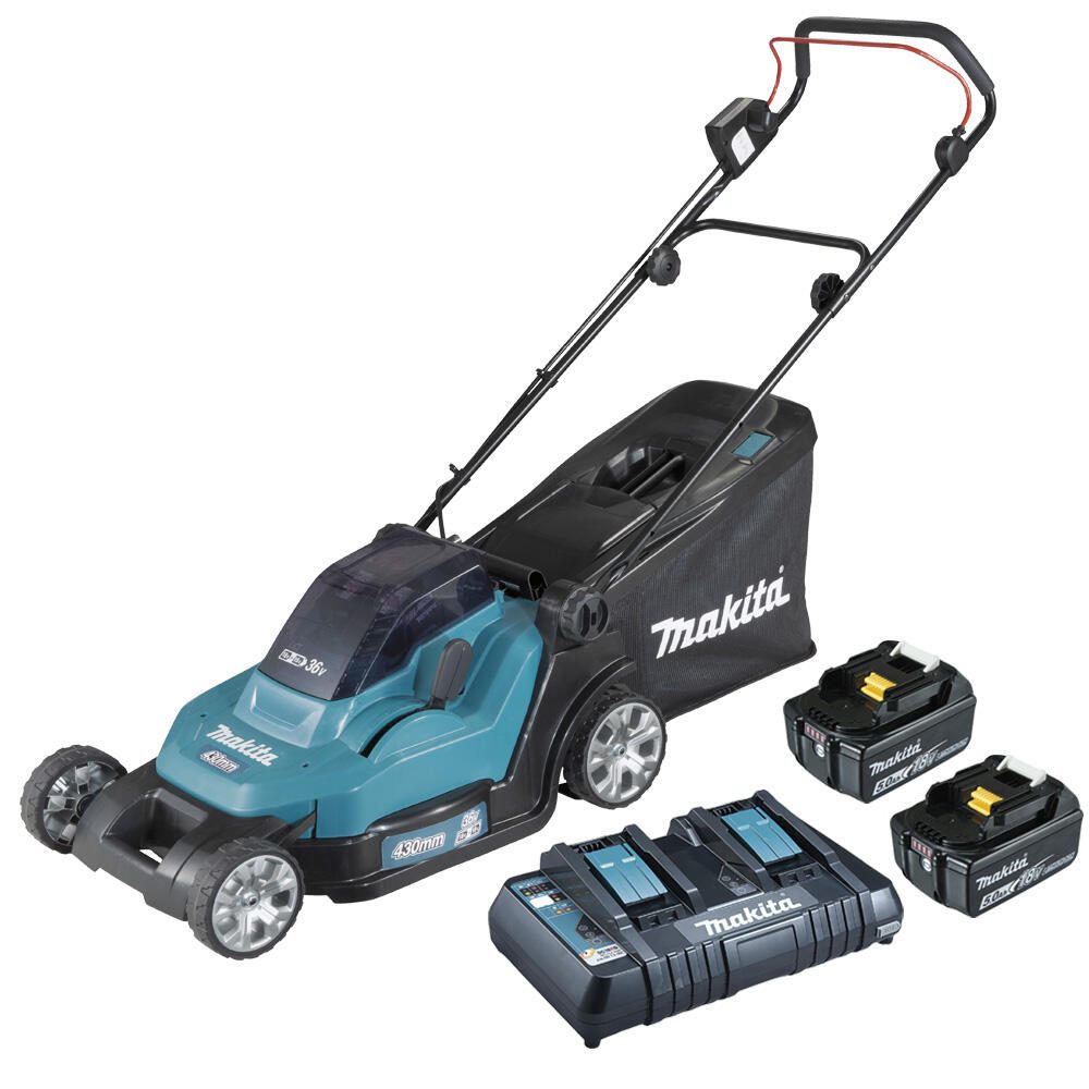 makita DLM432PT2 Akku-Rasenmäher 18,0 V für bis zu 575 m², mit 2 Akkus