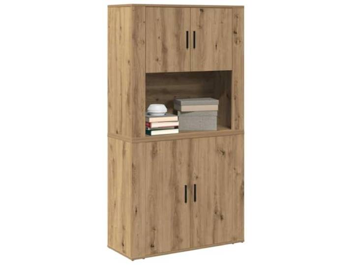 KTHLBRH Anrichte Eiche Handwerk 80 x 33 x 150 cm Holz mehrschichtig 4 Türen, Griffe aus Metall, 1 Einlegeboden, maximale Belastung 120 kg, für Wohnzimmer