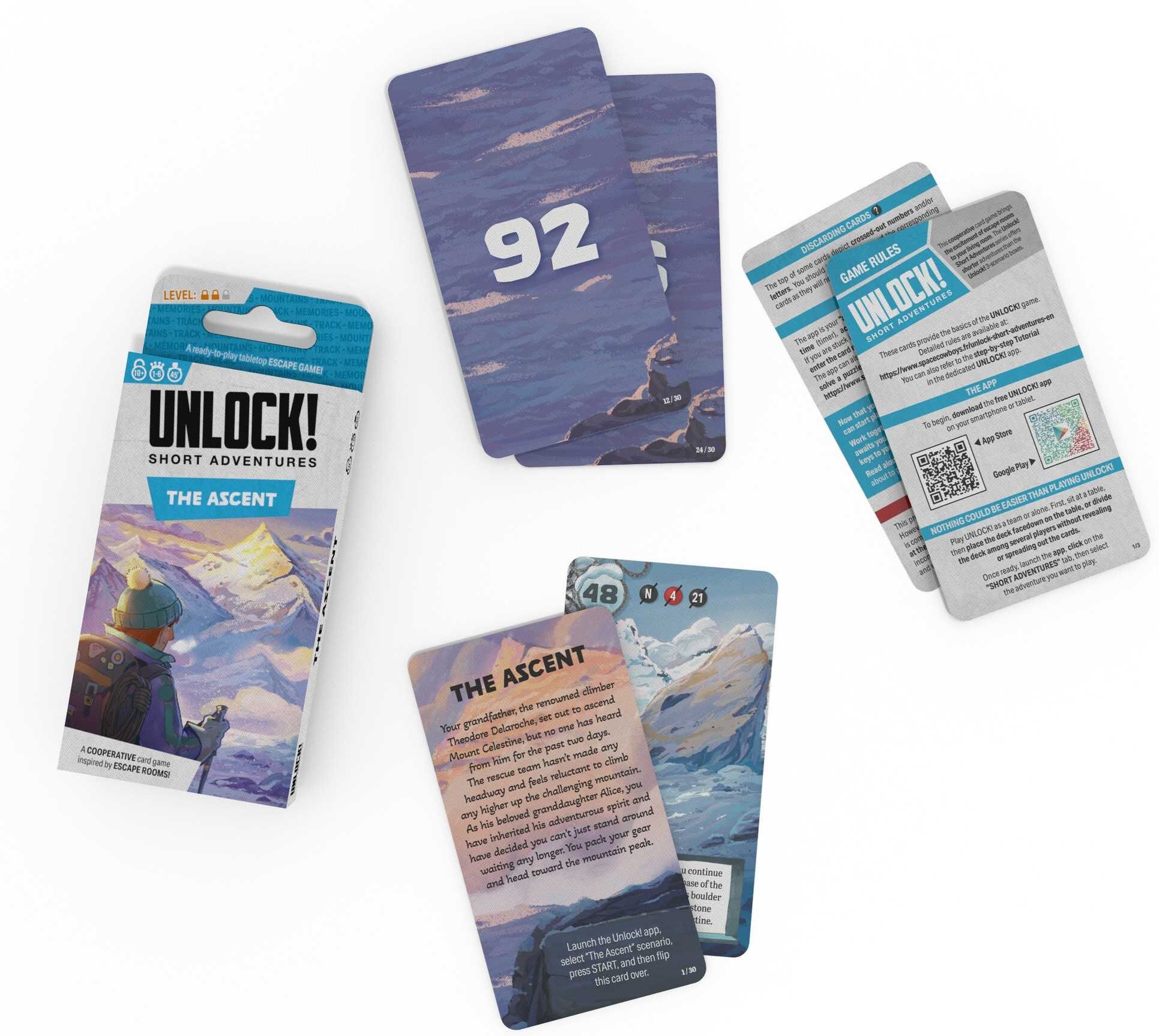 Space Cowboys Unlock! Short Adventures 13 - The Ascent, Cooperative Card Game for Puzzle and Mystery Fans