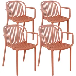 Oviala Business Set aus 4 Sesseln aus Kunststoff Terracotta