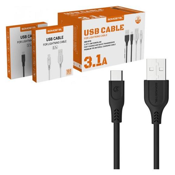 Somostel CABLE TYPE-C 3.1 BLACK SMS-BT09 (1 m, USB 3.2 Gen 1) (SMS-BT09)