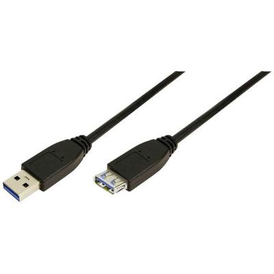 LogiLink USB-Kabel USB 3.2 Gen1 USB-A Stecker, USB-A Buchse 1.00m Schwarz