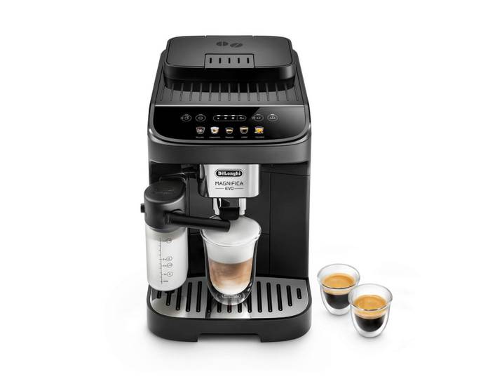 DeLonghi Kaffeevollautomat, schwarz, 24x36x44 cm, Kaffeeauslauf höhenverstellbar, Milchdüse höhenverstellbar, Produktvorauswahl, Heißwasserfunktion, Wasserstandsermittlung, Speicherfunktion für personalisierte Getränke, Wassertank entnehmbar, automatische Zubereitung mit einem Knopfdruck, Milchschäumer spülmaschinengeeignet, Tropfschale spülmaschinengeeignet, Milchschäumer, Kochgeschirr, Küchengeräte, Kaffeemaschinen & Milchschäumer