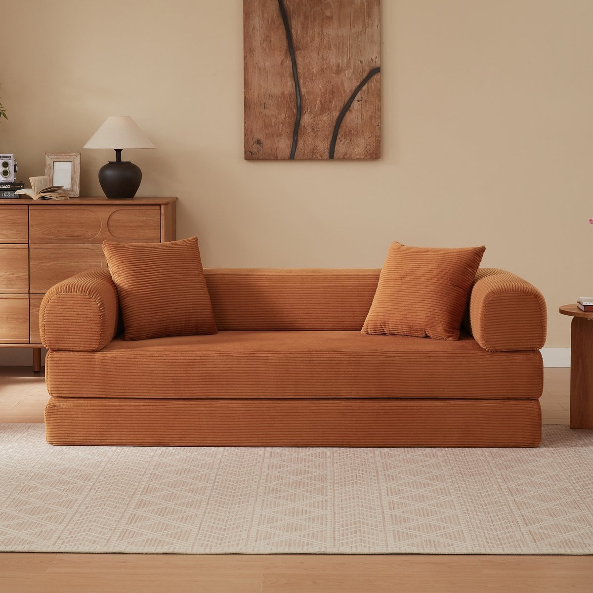 Zubaliya 3 Zits Modulaire Slaapbank - Moderne Opvouwbare Sofa Bed met Comfortabele Schuimvulling voor Woonkamer of Slaapkamer