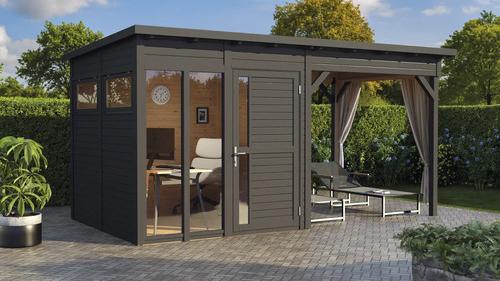 Gartenhaus BertiloPentus 2 Poolhouse inkl. Bodenplatte, Schleppdach 470 x 266 cm anthrazit