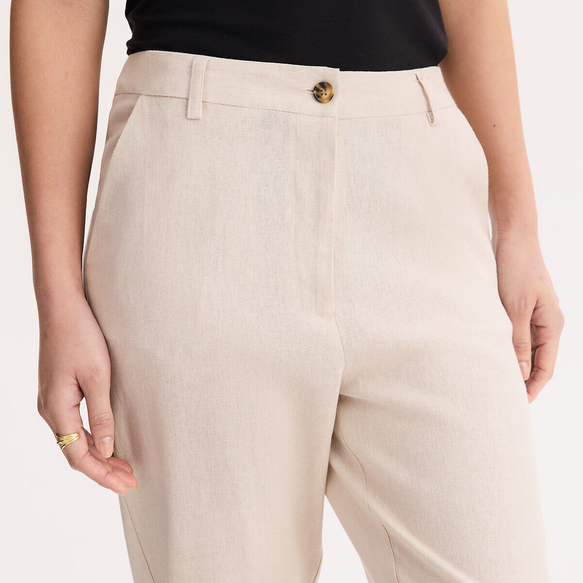 ANNE WEYBURN Pantalon cigarette 7/8ème en lin et viscose