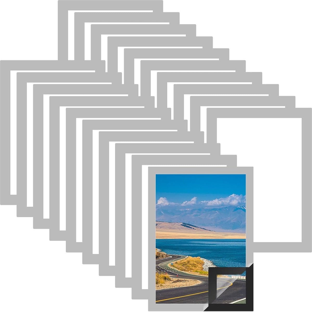 ShopVlot Magnetische fotolijsten A4 - Zelfklevend - Zilver matte afwerking