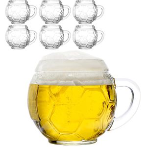 Stölzle-Lausitz Biergläser Fußball, Bierkrug, aus Glas, 0,4 Liter, 6 Stück
