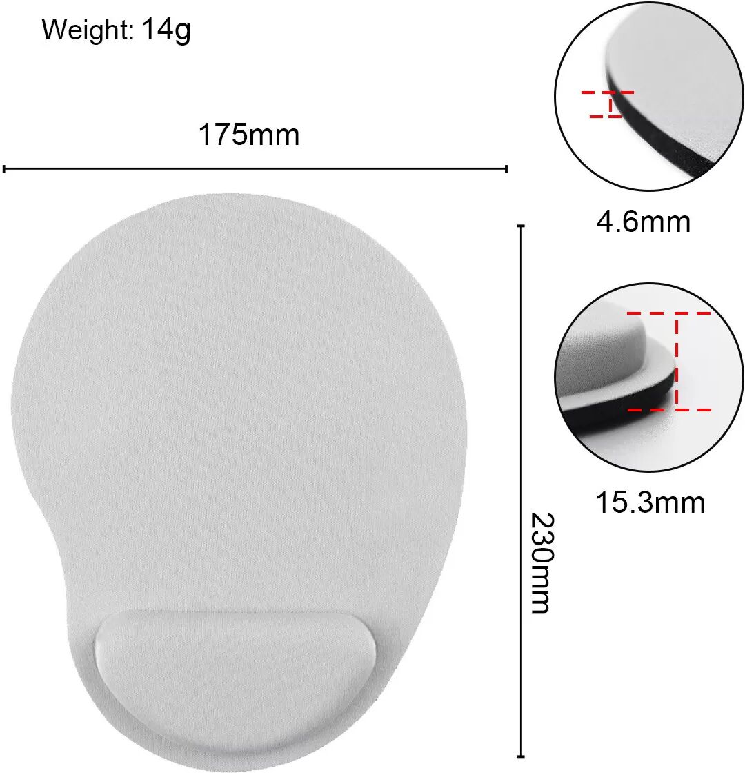 INF EVA-Mauspad mit ergonomischer Handgelenkauflage für komfortables Tippen