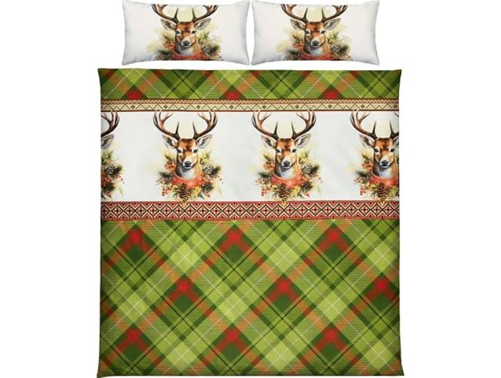REDBEST Bettwäsche Flanell Hirsche grün Größe 40x80 cm / 200x200 cm - Wendekissenbezug, samtig weich, warmes Hautgefühl, temperaturausgleichend, pflegeleicht, mit Reißverschluss