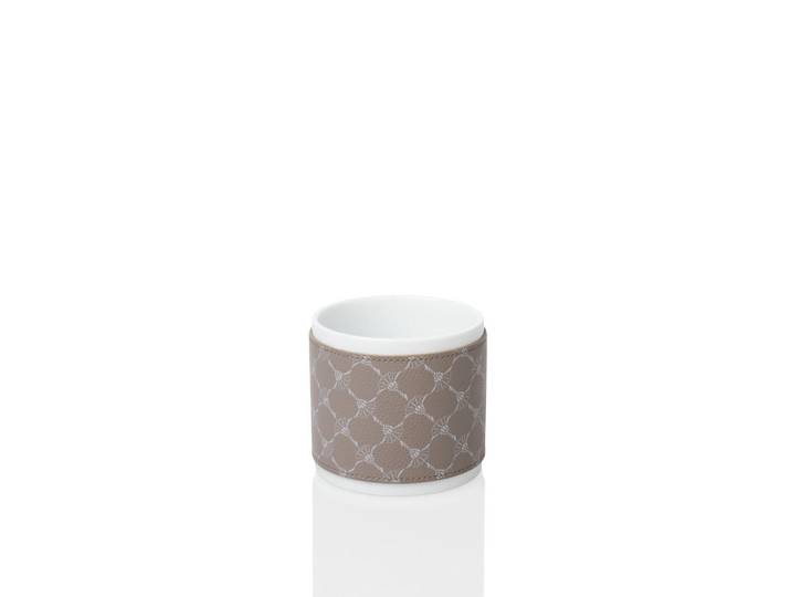 Joop! Zahnputzbecher, Grau, Weiss, Kunststoff, Keramik, Lederoptik, 9.5x9x9.5 cm, Handmade in Thailand, Badaccessoires, Zahnputzbecher