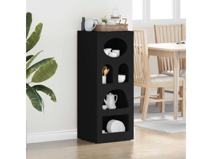 RJPLMFV Sideboard ELST schwarz 40 x 35 x 100,5 cm Holz Wohnzimmerregal, verstellbare Regale, minimalistisches Design, einfache Wartung