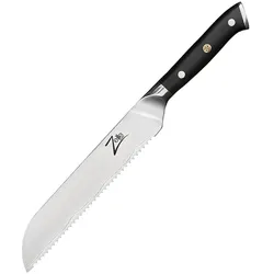 Alpha-Royal Japanese Serie 8` Brotmesser 18° Wellenschliff Damaszener-Stahl Schwarz
