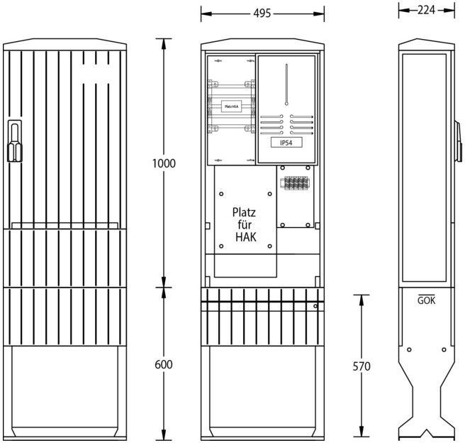 uesa Colonne de raccordement compteur 1600x495x224mm ZAS-1-FL-S E.DIS AG (2130-1013.21)