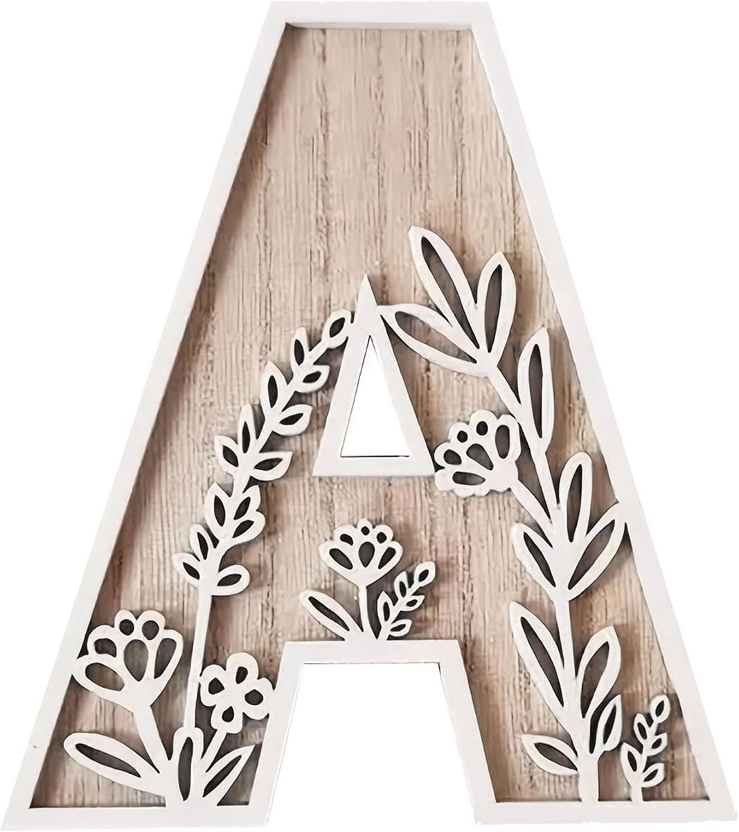 Decoratieve houten letter met bloemenpatroon voor woonkamer en bruiloft, Letter A