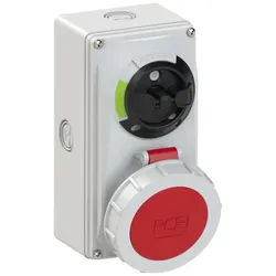 PCE 61242-3k CEE-Steckdose abschaltbar kompakt 32A 4p 3h IP66/IP67 Knock Out 612423k