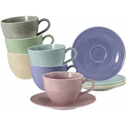Seltmann Weiden Milchkaffeetassen mit Untertassen Beat Color Glaze 350 ml 6er Set