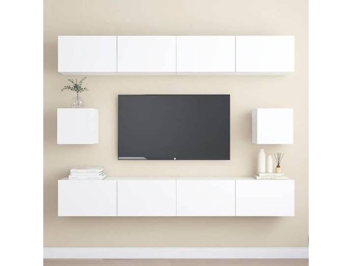 Ensemble Meuble TV 6 pcs Blanc Bois d'ingénierie Table Télévision Salon