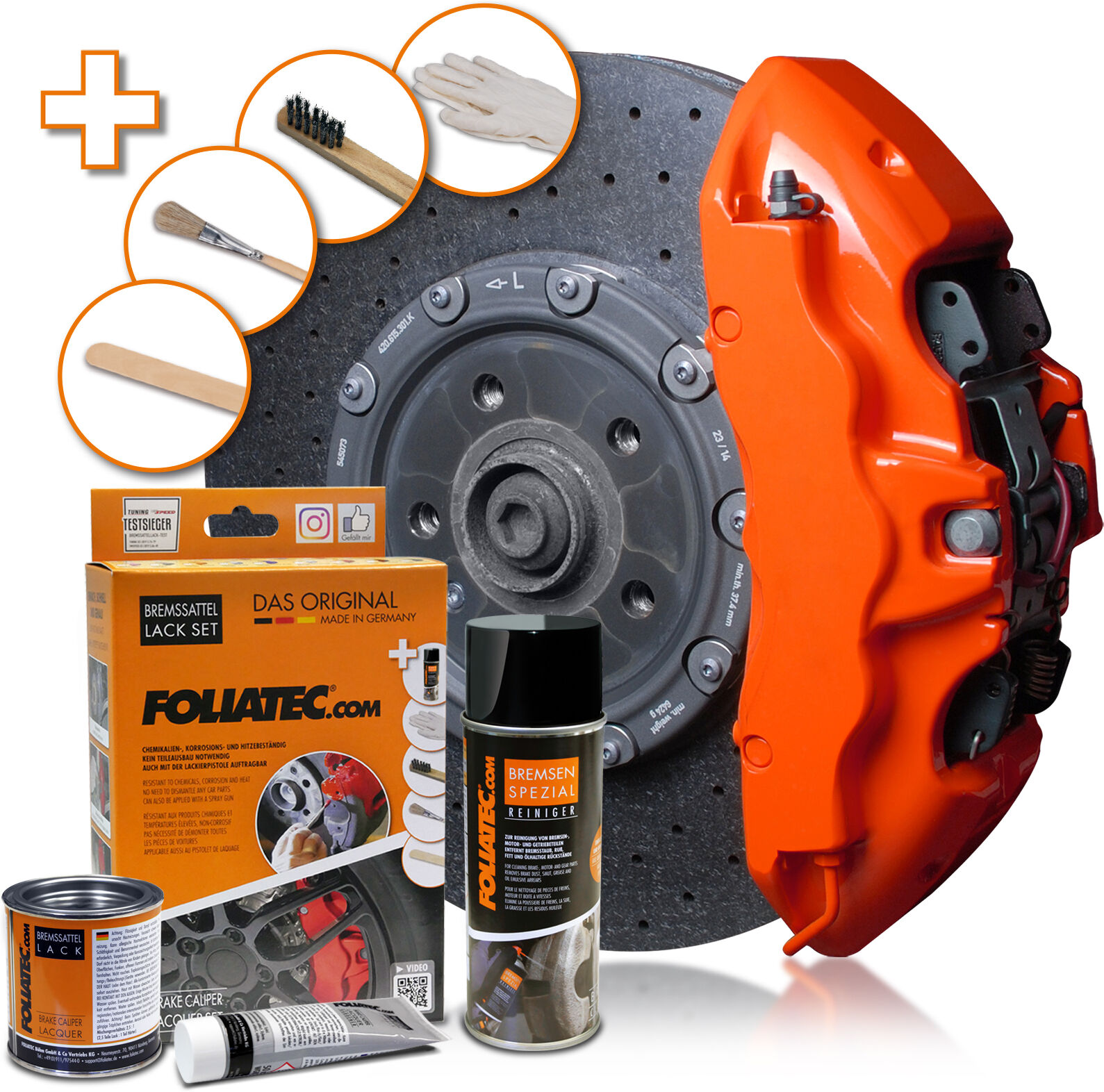 Foliatec Bremssattellack Bremssattel Lack Set Flame Orange 2167 0.4l