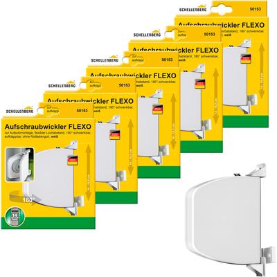 Aufputz-Gurtwickler SCHELLENBERG "Aufschraubwickler Flexo Mini", weiß, 5 Stk., Gurtwickler, aufklappbar und höhenverstellbar, 180 schwenkbar