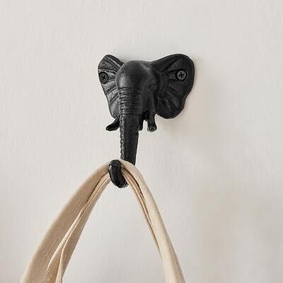 Danya B. 4 Piece Elephant Head with Trunk Decorative Wall Hook Set