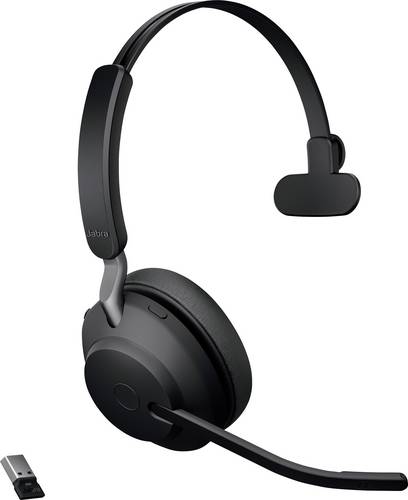 Jabra Evolve2 65 monaural On Ear Headset Bluetooth Mono Schwarz Lautstärkeregelung, Batterieladeanzeige, Mikrofon-Stummschaltung Telefon