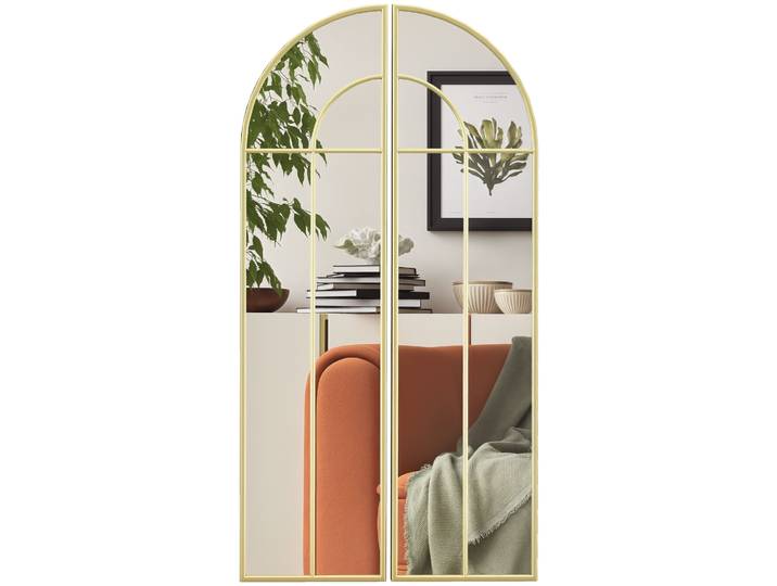 Homcom Miroir mural décoratif 30X120 cm de 2 pièces Design Arc doré