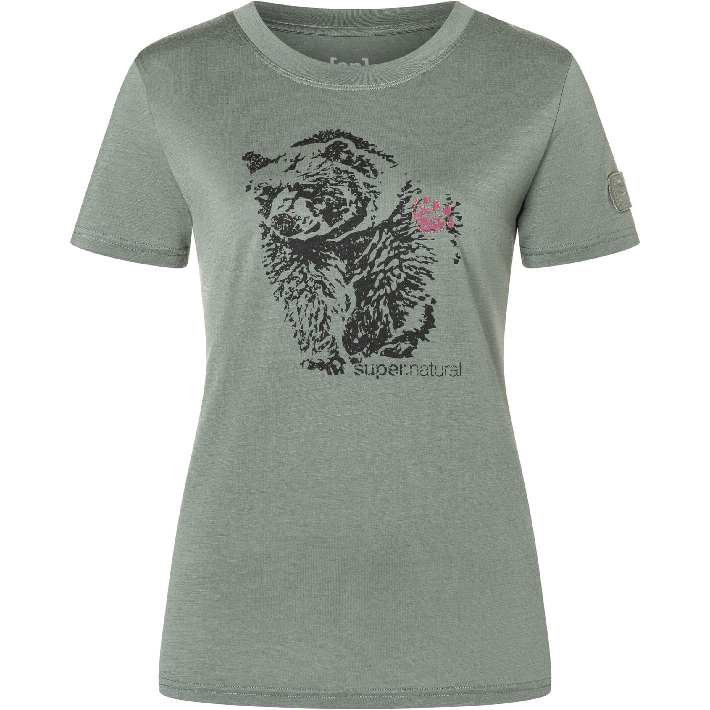 Super.Natural Brownie The Bear J Damen T-Shirts oliv Größe M Lifestyle Hautfreundlich Merinowolle