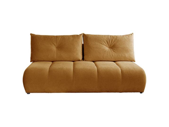 Mid.you Schlafsofa Milo, Gold, Holz, Kiefer, Hartholz, 3-Sitzer, Füllung: Polyurethan (Pur), Silikon, 209x100x103 cm, Bettkasten erhältlich, Bettfunktion erhältlich, Wohnzimmer, Sofas & Couches, Schlafsofas, Schlafsofas mit Bettkasten