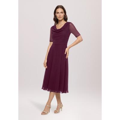 Cocktailkleid VERA MONT "Damen im Glitzer-Look", Damen, Gr. 42, Normalgrößen, Stoff, lila (strong aubergine), Stoff, Obermaterial: 100% Polyester. Futter: 100% Polyester, festlich, ausgestellt kurz, Wasserfallausschnitt, Kleider
