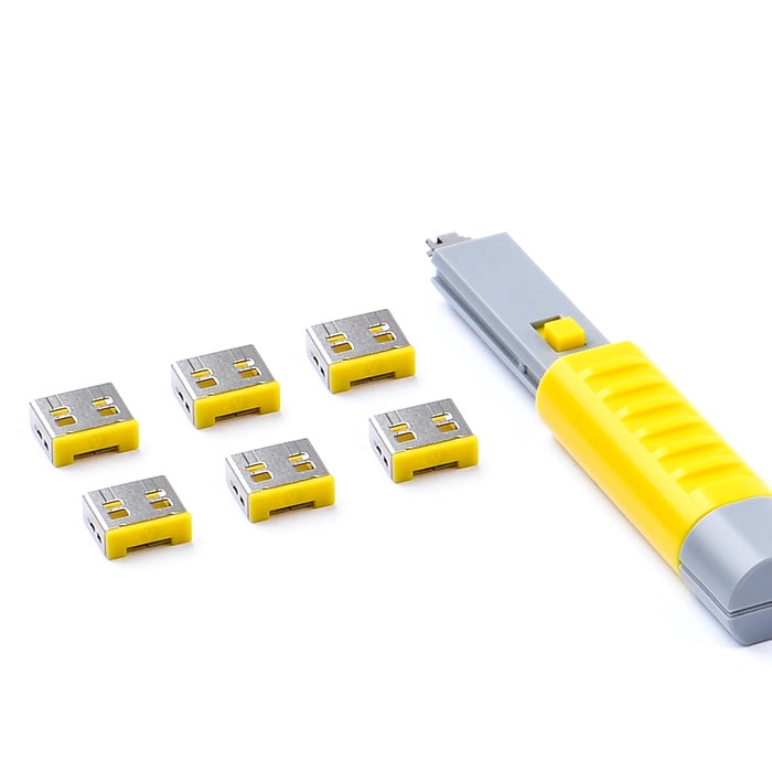 SMARTKEEPER ESSENTIAL 6x USB-A Blocker mit 1x Lock Key Basic Gelb SLSART-0014