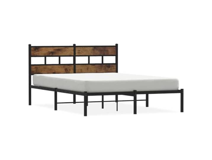 PUGYNBK Bettgestell aus Metall, 140 x 190 cm, ohne Matratze Lattenrost, Kopfteil inklusive, unterer Stauraum für Aufbewahrung, robustes Eisen