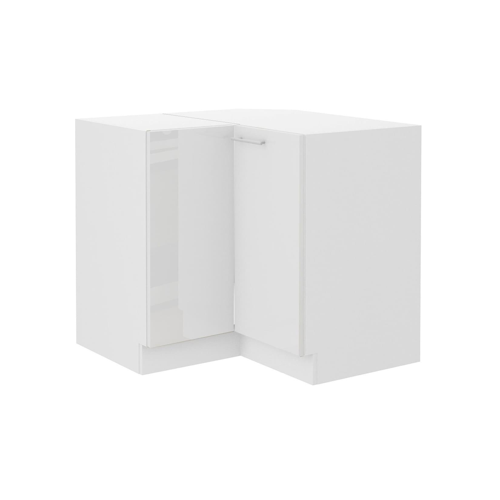 Eckunterschrank 90x90 Lara Weiß Hochglanz Küchenzeile Küchenblock Küche