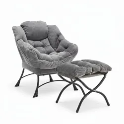RELAXSESSEL moderner mit Fußhocker & Seitentasche – Gemütlicher Loungesessel in Grau für Wohnzimmer & Schlafzimmer