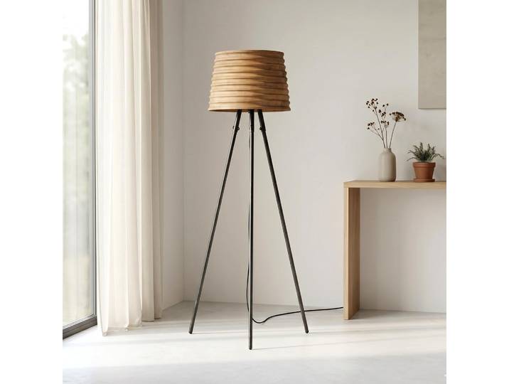 Lampe sur pied en bois naturel - Nomade