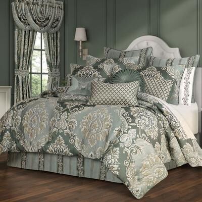 J Queen New York, Inc. Alina Comforter Set Dark Green, Queen, Dark Green