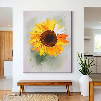 Ölgemälde, handgemalt, farbenfrohe Sonnenblumen auf Leinwand, farbenfrohe Blumenbilder, Wandkunst, Sonnenblumen-Leinwandkunst, farbenfrohe Kunst, Blumenmalerei