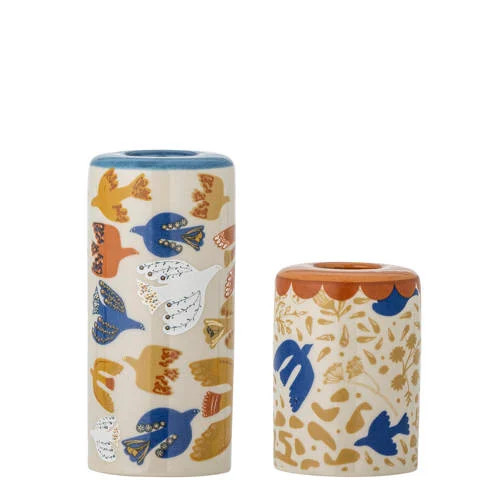 Bloomingville Anniversary geometrische keramische tealighthouder multicolor