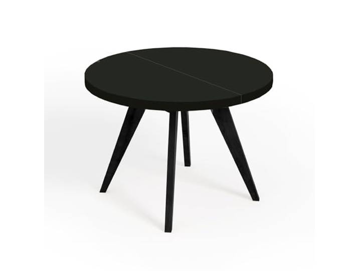 Dekori Möbel Runder Ausziehbarer Tisch für Esszimmer mit Holzbeinen, LORA, Loft-Stil, Skandinavische, Durchmesser Varianten: von 90 bis 220 cm (Schwarz, Durchmesser: 120/220 cm)