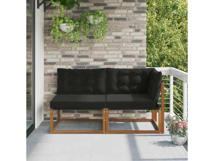 Marron Canapé d'extérieur milieu et coin avec coussin 7 Pièce Naturel - Siège de balcon LV68100