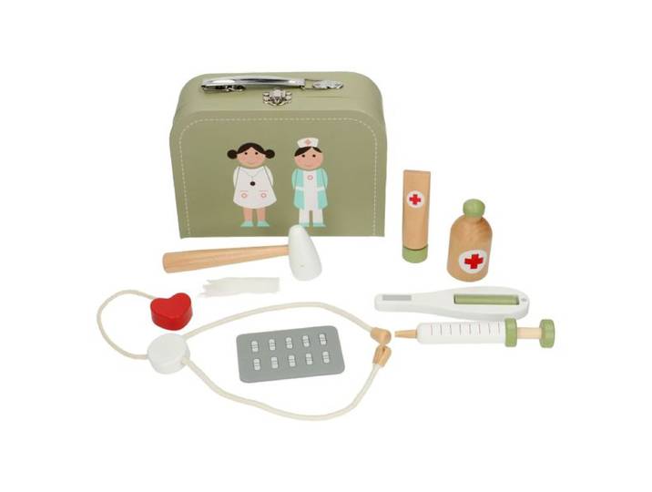 Dokterskoffertje met houten accessoires